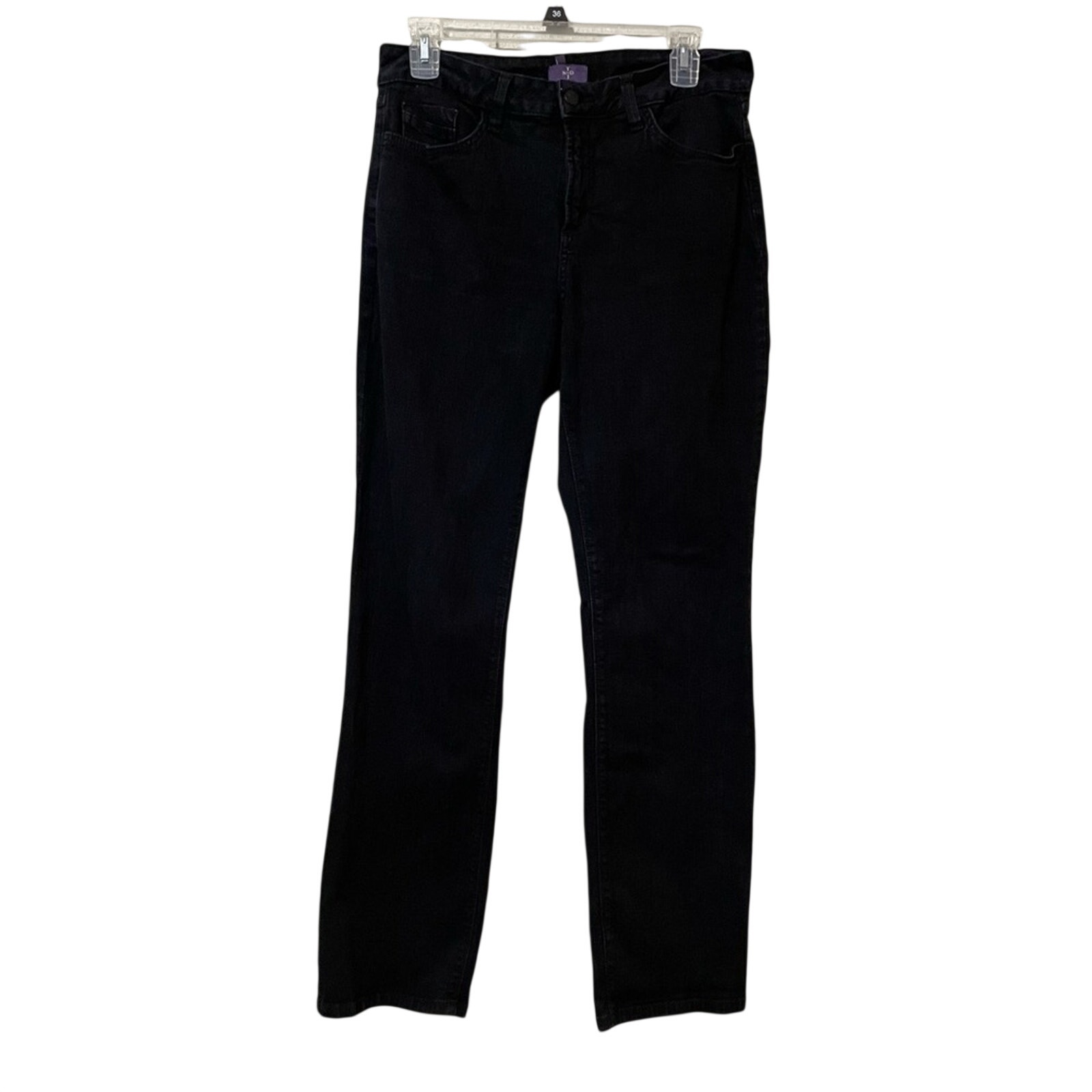 Nydj Black Straight Leg High Rise Jeans Womens 10 Stretch Comfort Classic Denim